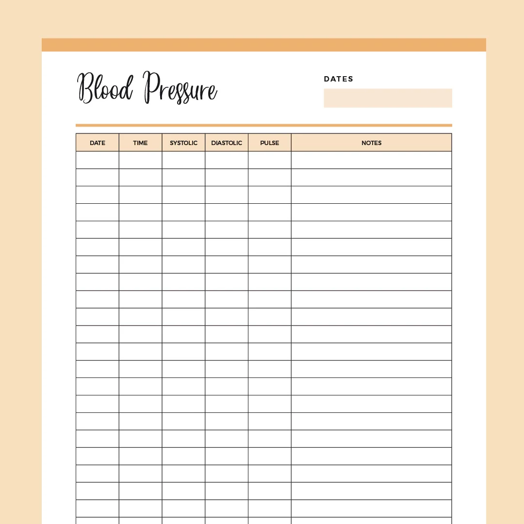 Blood Pressure Template Printable Blood Pressure Template Printable