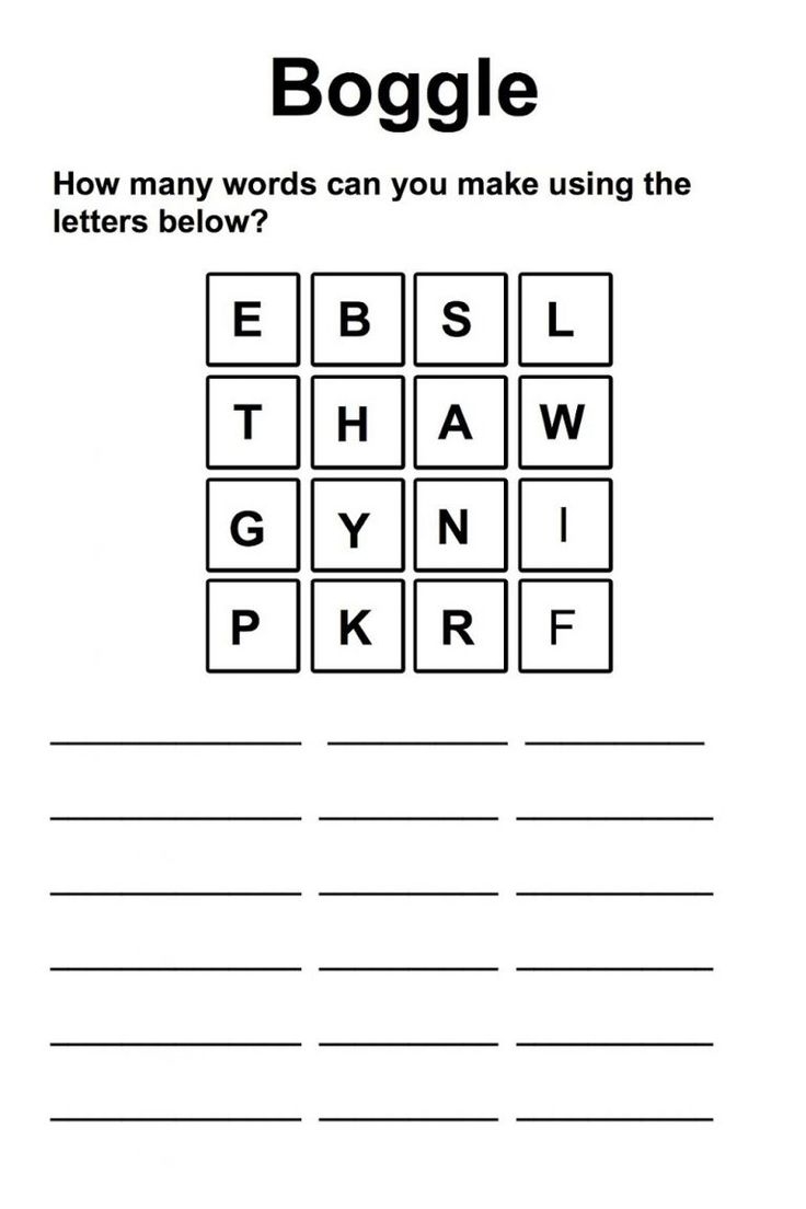 Printable Boggle Word Game K5 Worksheets