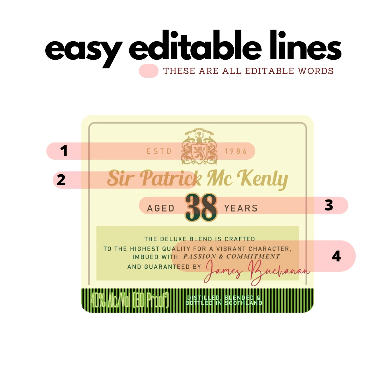 Printable Buchanan Deluxe Whisky Customized Editable
