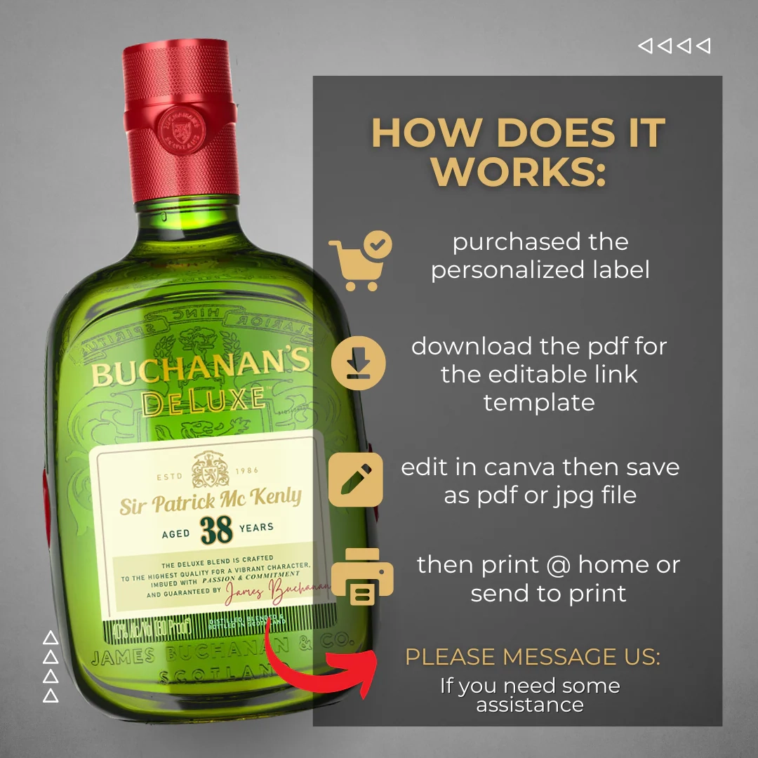 Printable Buchanan Deluxe Whisky Customized Editable