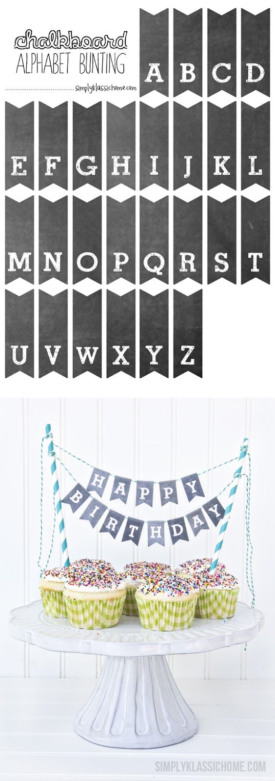 Printable Chalkboard Letters Cake Bunting