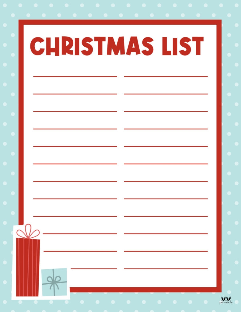 Printable Christmas Lists 50 FREE Printables Printabulls