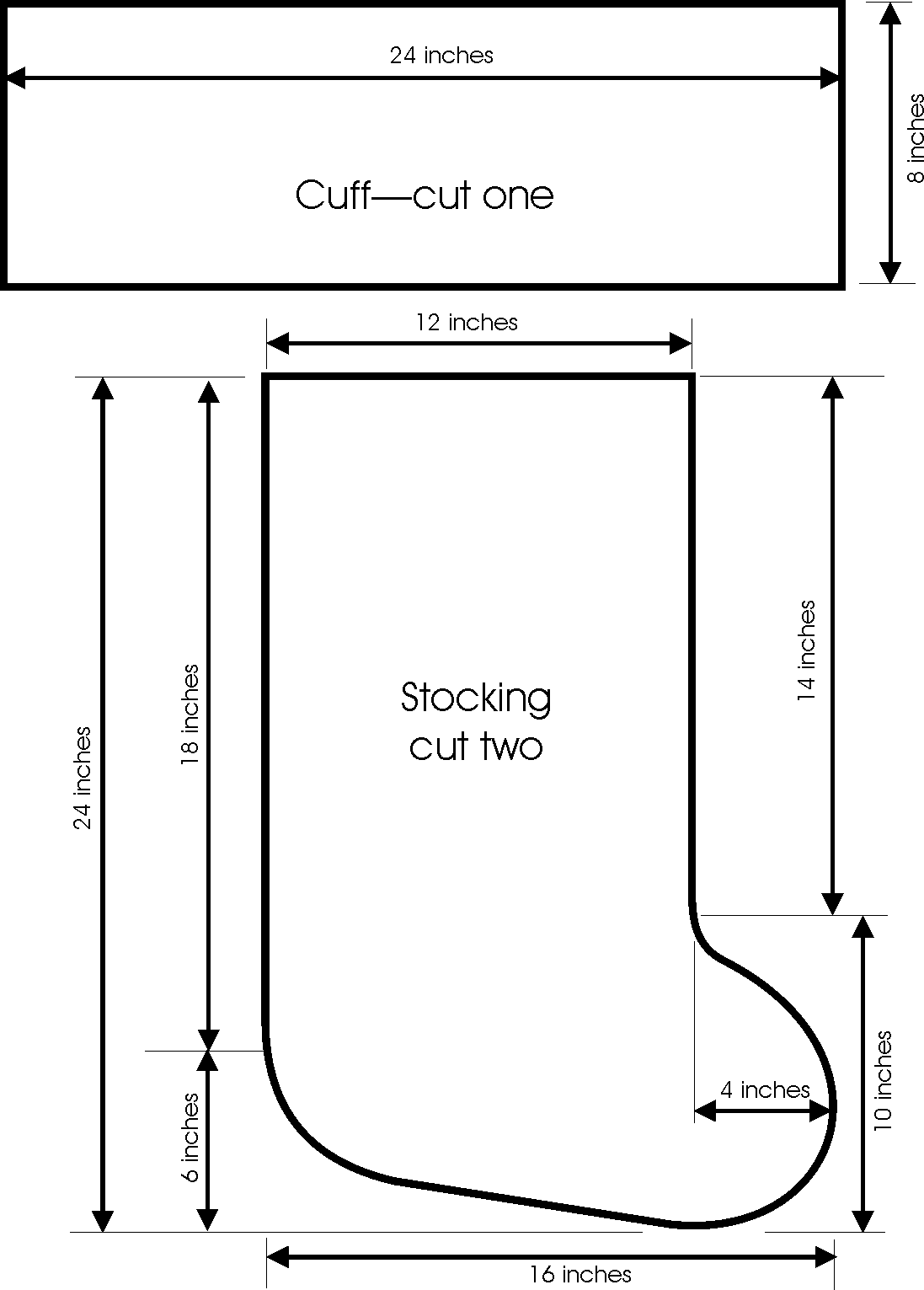 Free Printable Stocking Template Free Printable Stocking Template