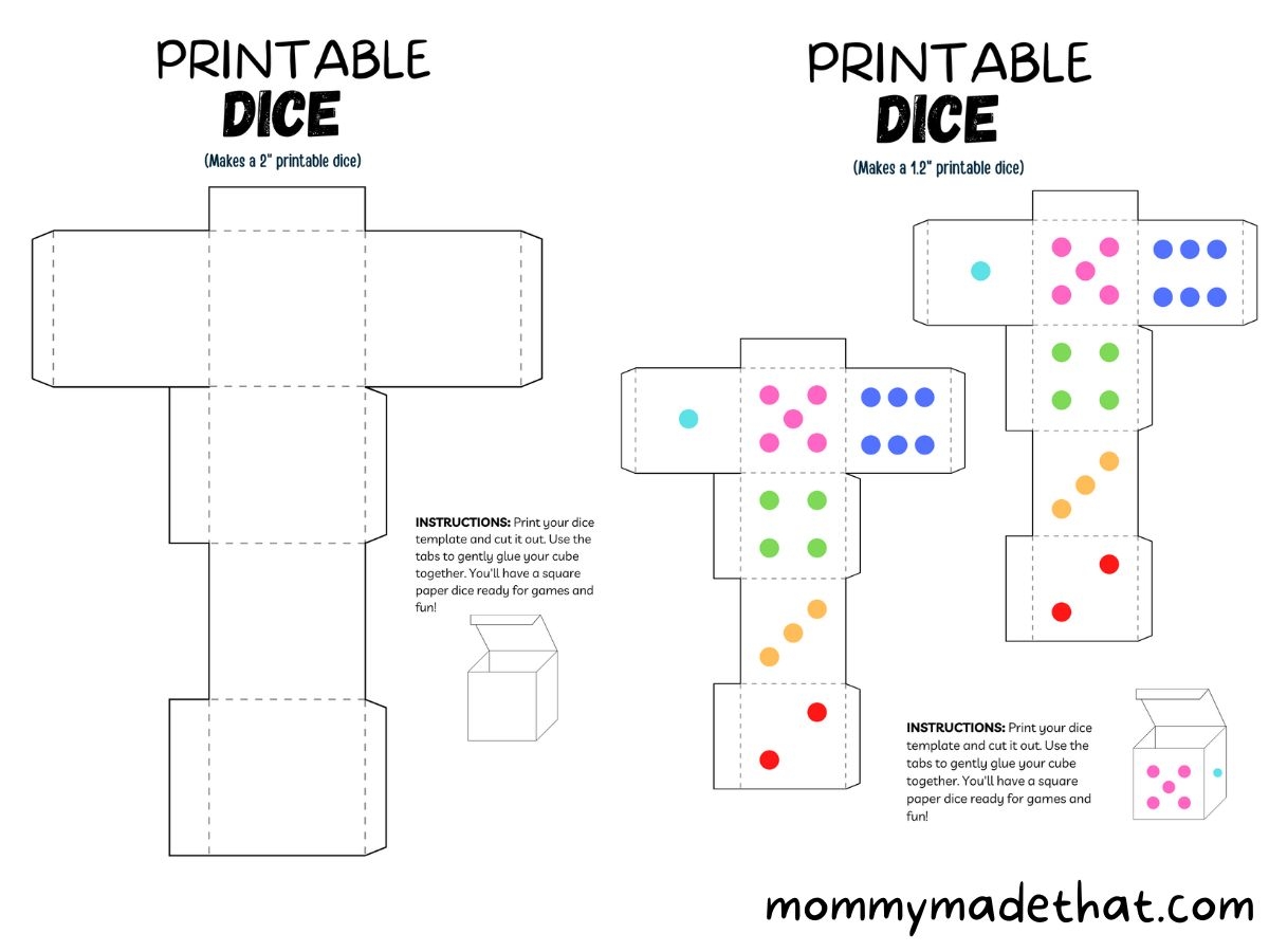 Dice Template Printable Free