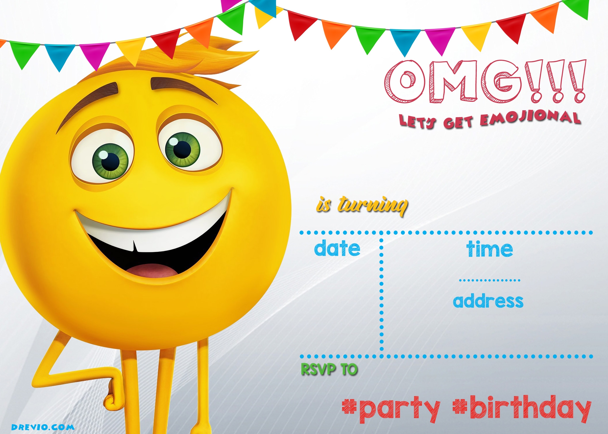 Free Printable Emoji Birthday Invites Templates