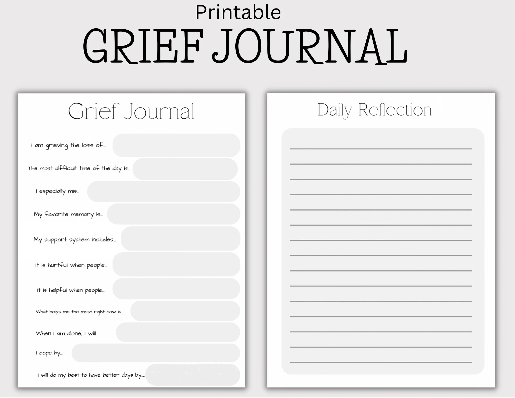 Printable Grief Journal Grief Template Coping With Grief