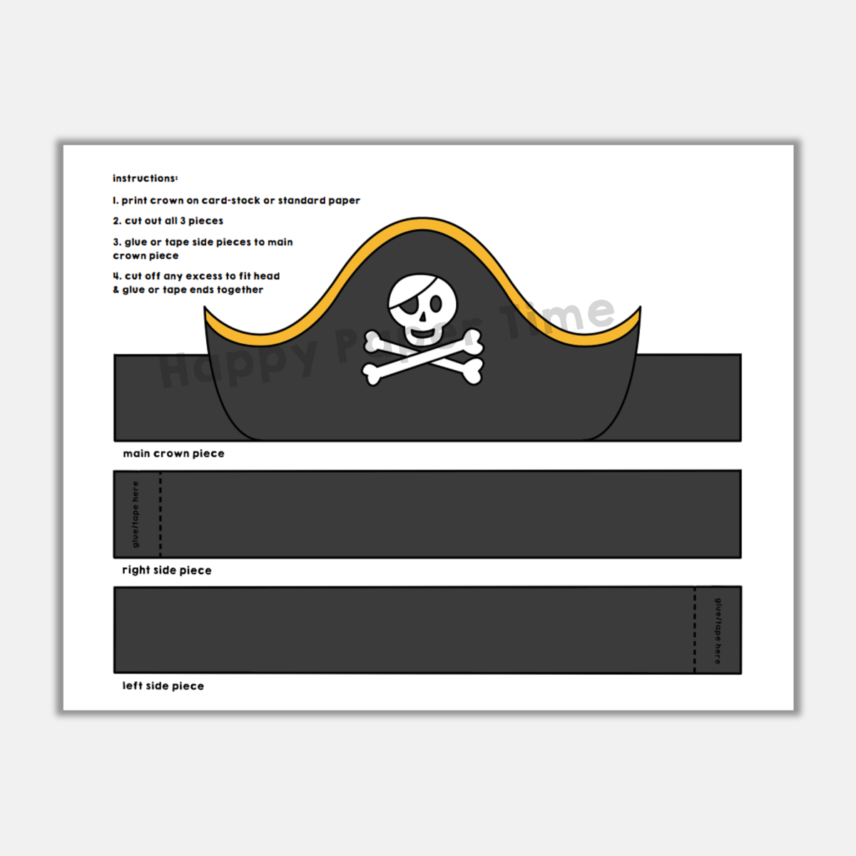 Printable Cut Out Pirate Hat Template