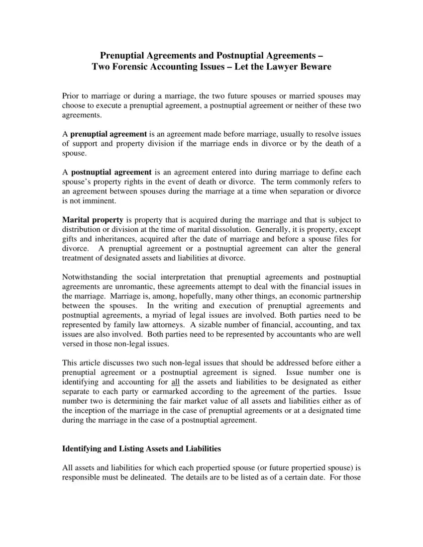 Printable Postnuptial Agreement Template