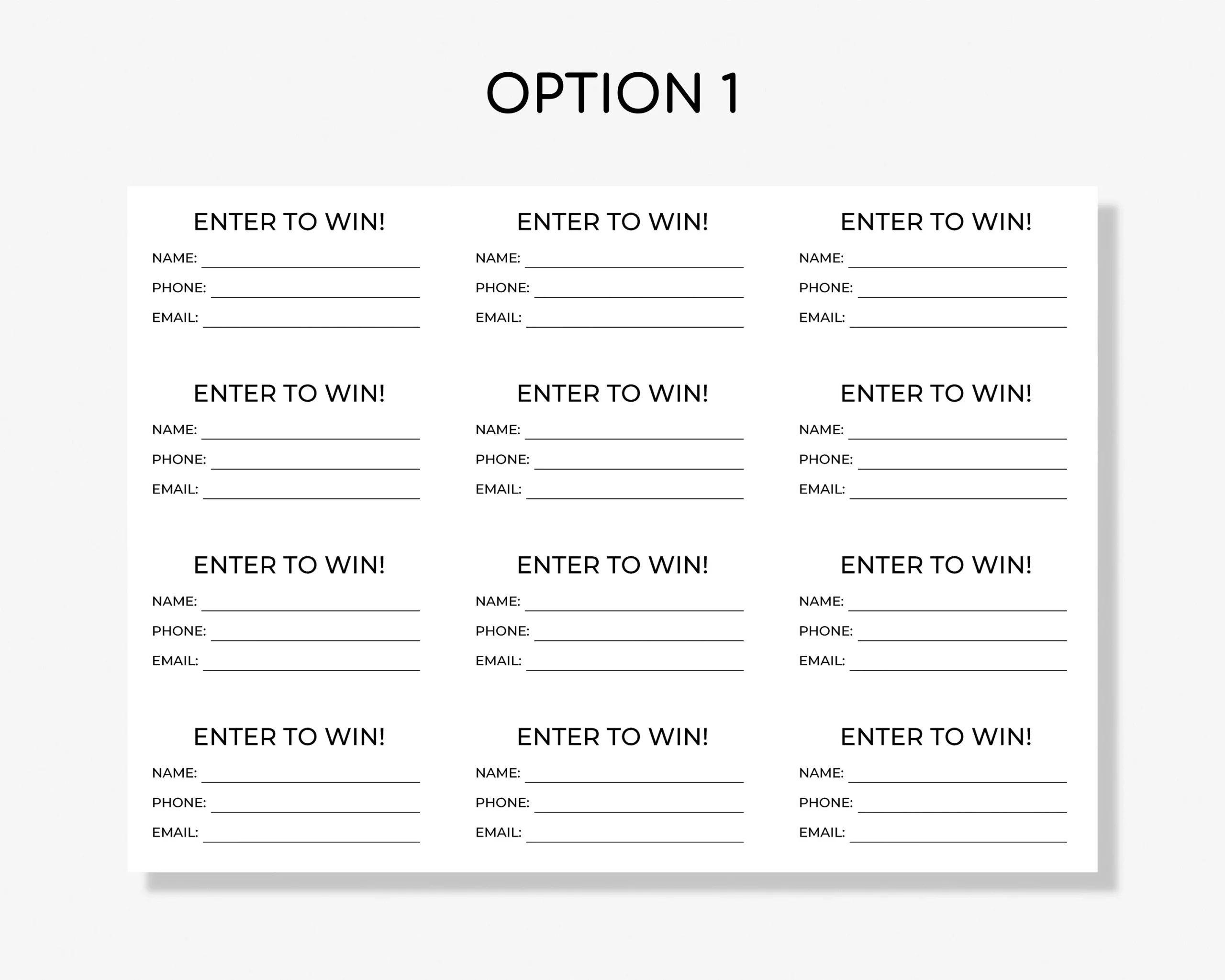 Enter To Win Printable Template