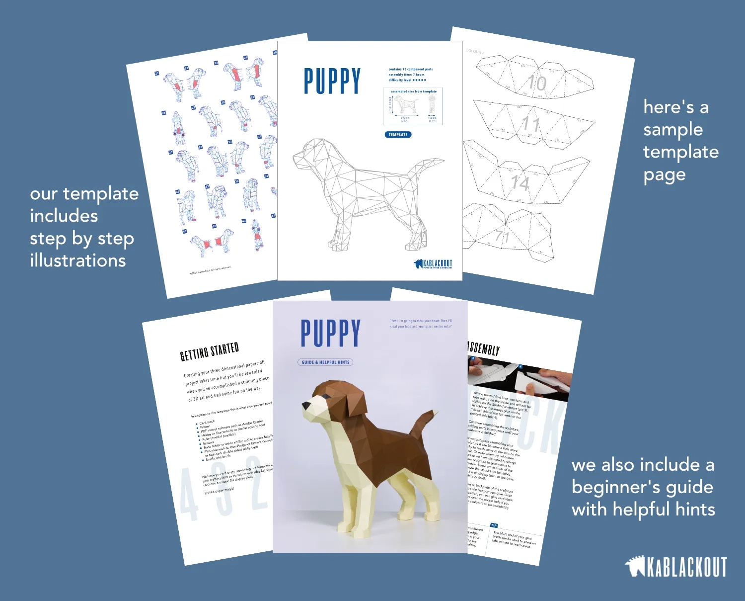 Printable 3d Paper Dog Template