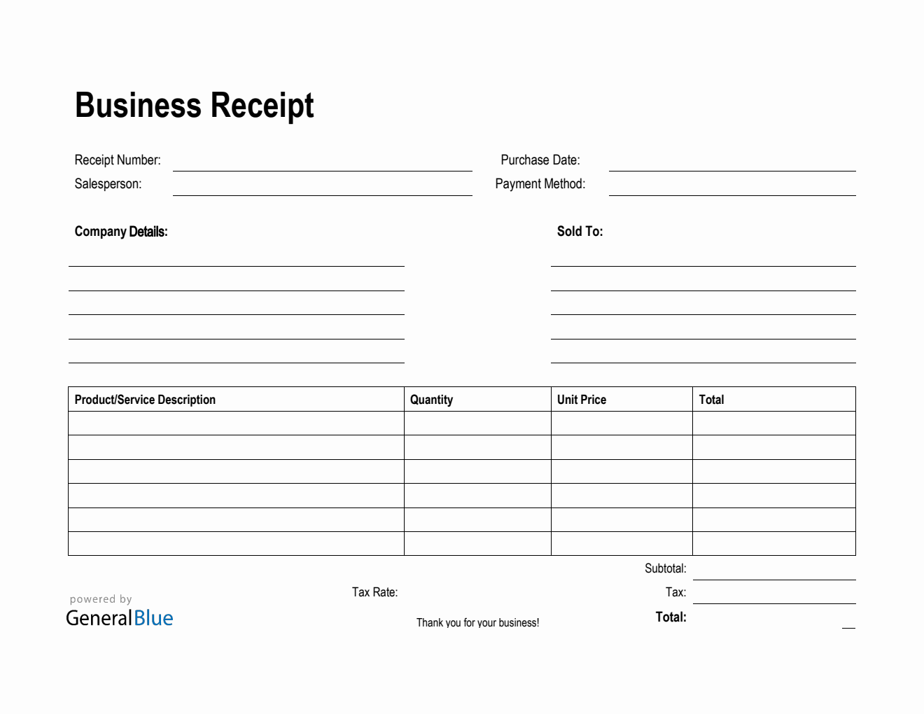 Printable Sales Receipt Template