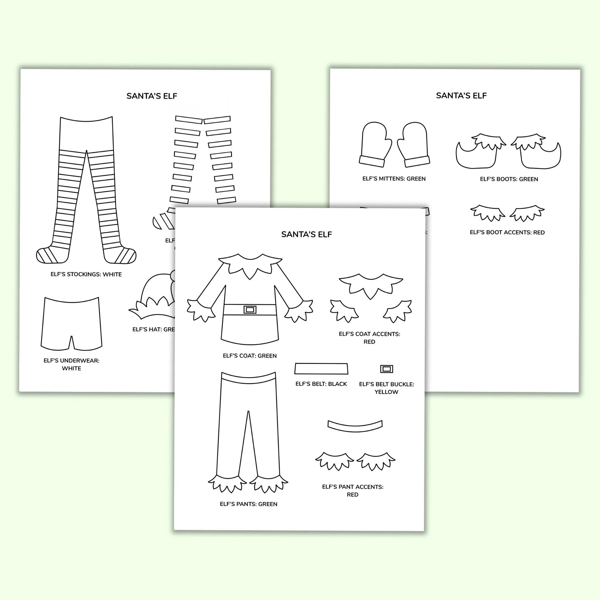 Santa s Elf Clothesline Template