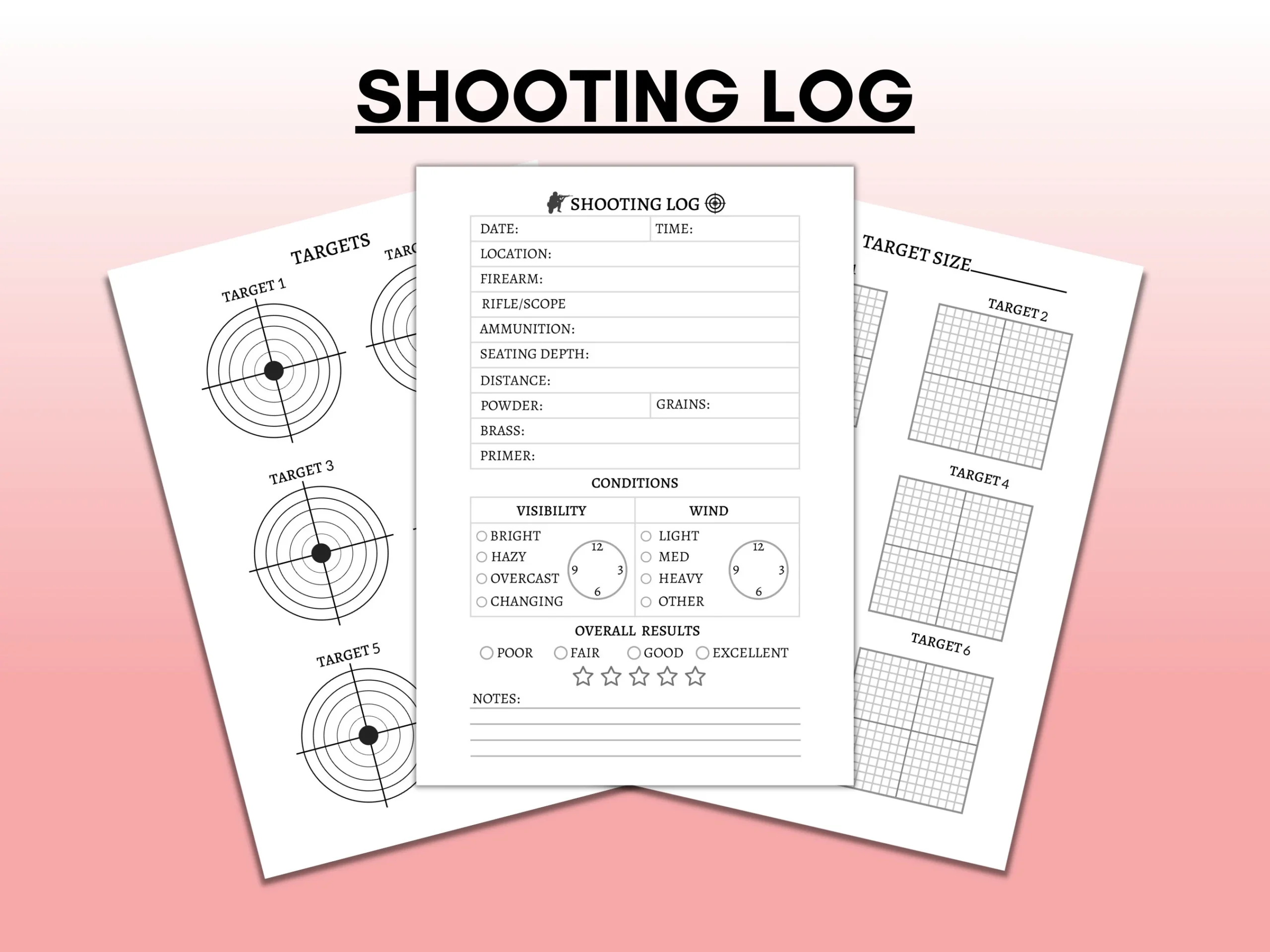 Shooting Log Printable Shooters Data Record Book For Pistol And 