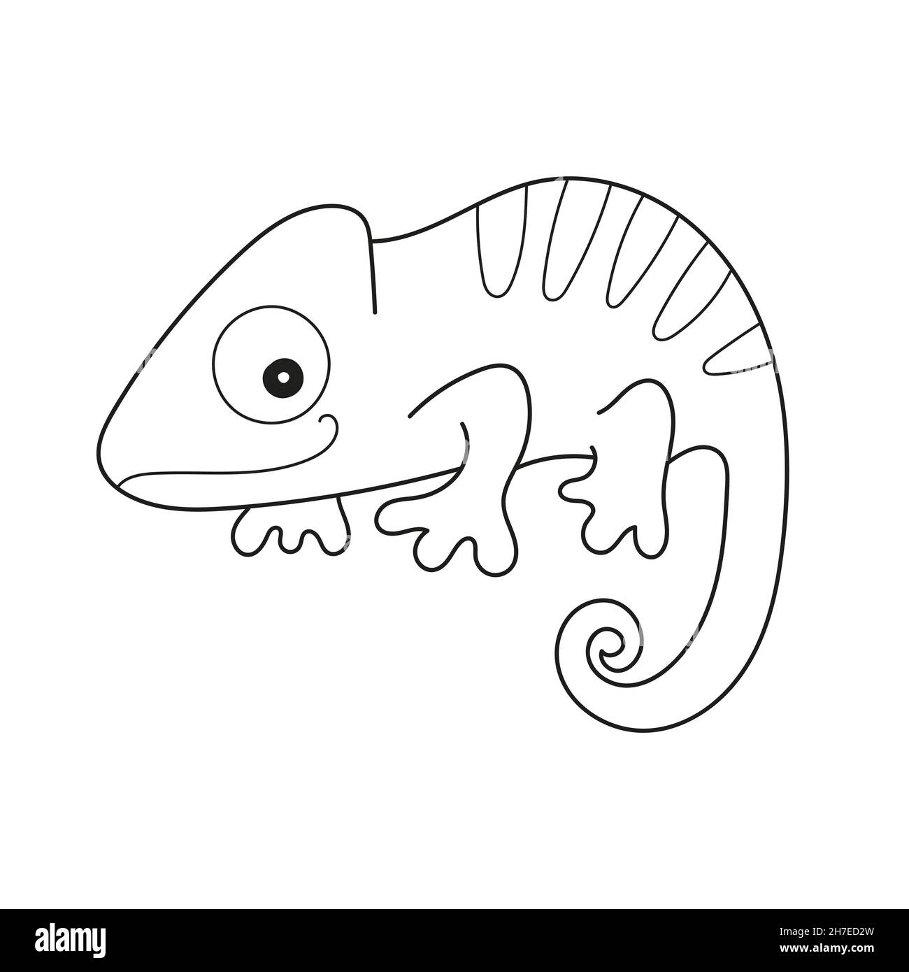 Simple Coloring Page Vector Illustration Of Chameleon For
