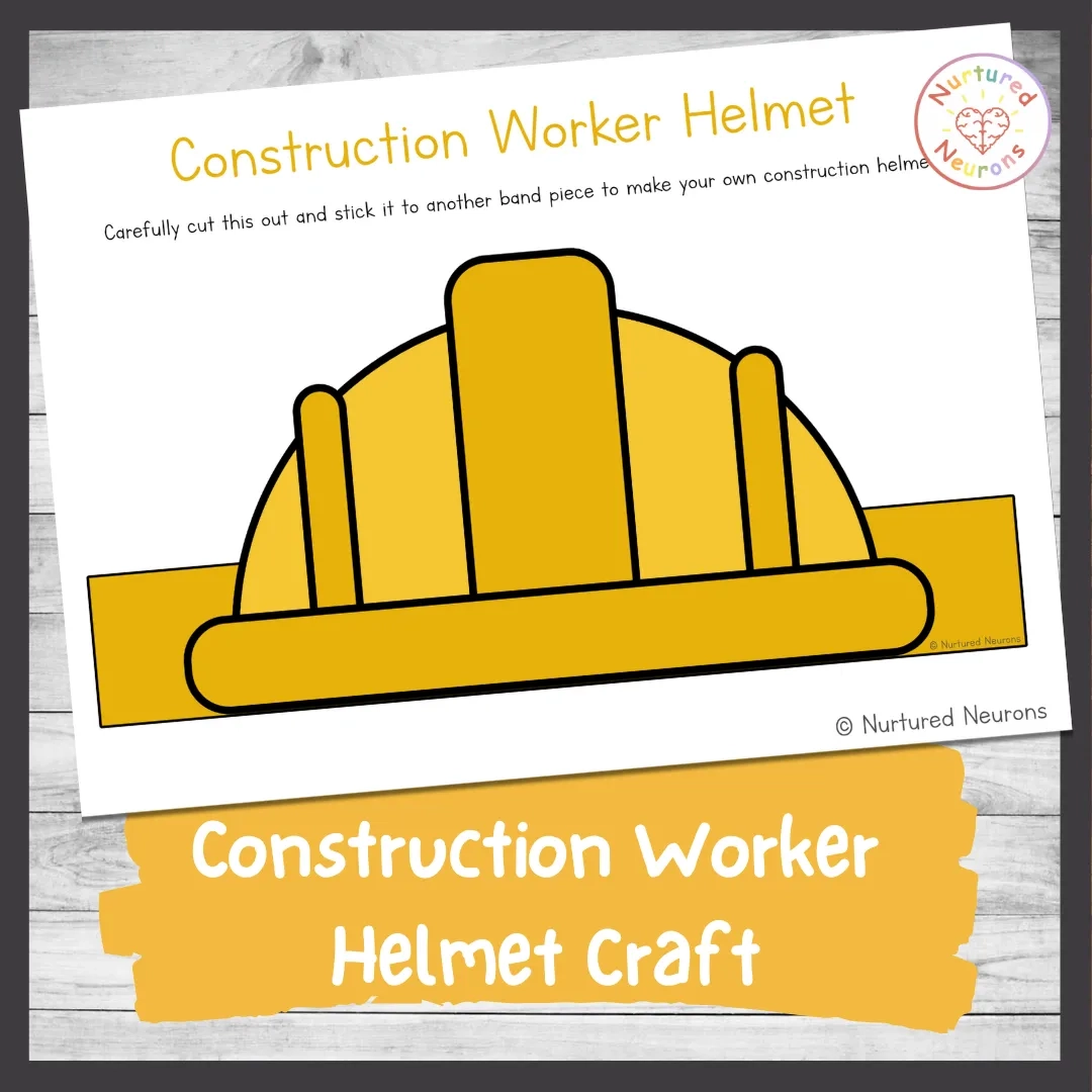 Simple Construction Worker Helmet Craft Dramatic Play Printable