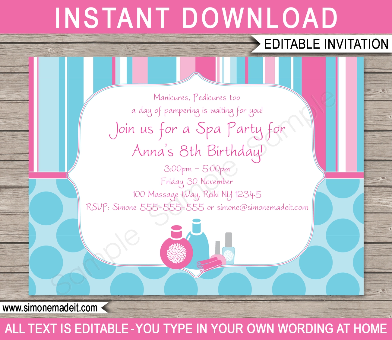 Spa Party Invitations Template