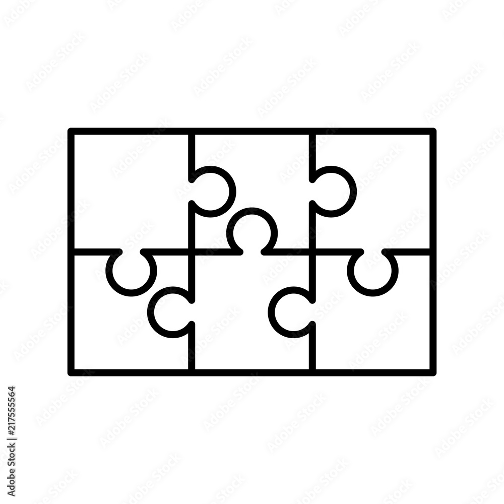 Stock Vektorgrafik 6 White Puzzles Pieces Arranged In A Rectangle