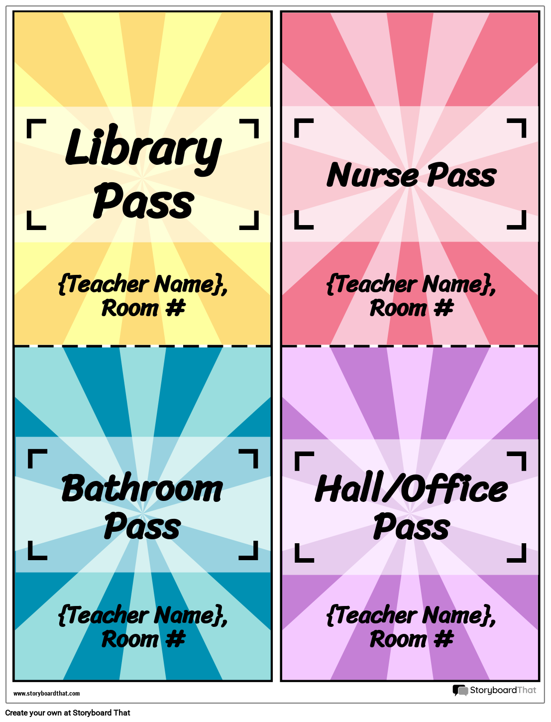 Storyboard That Free Printable Hall Passes For Classrooms