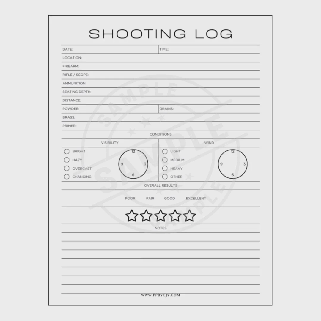 Printable Shooting Log Book Template