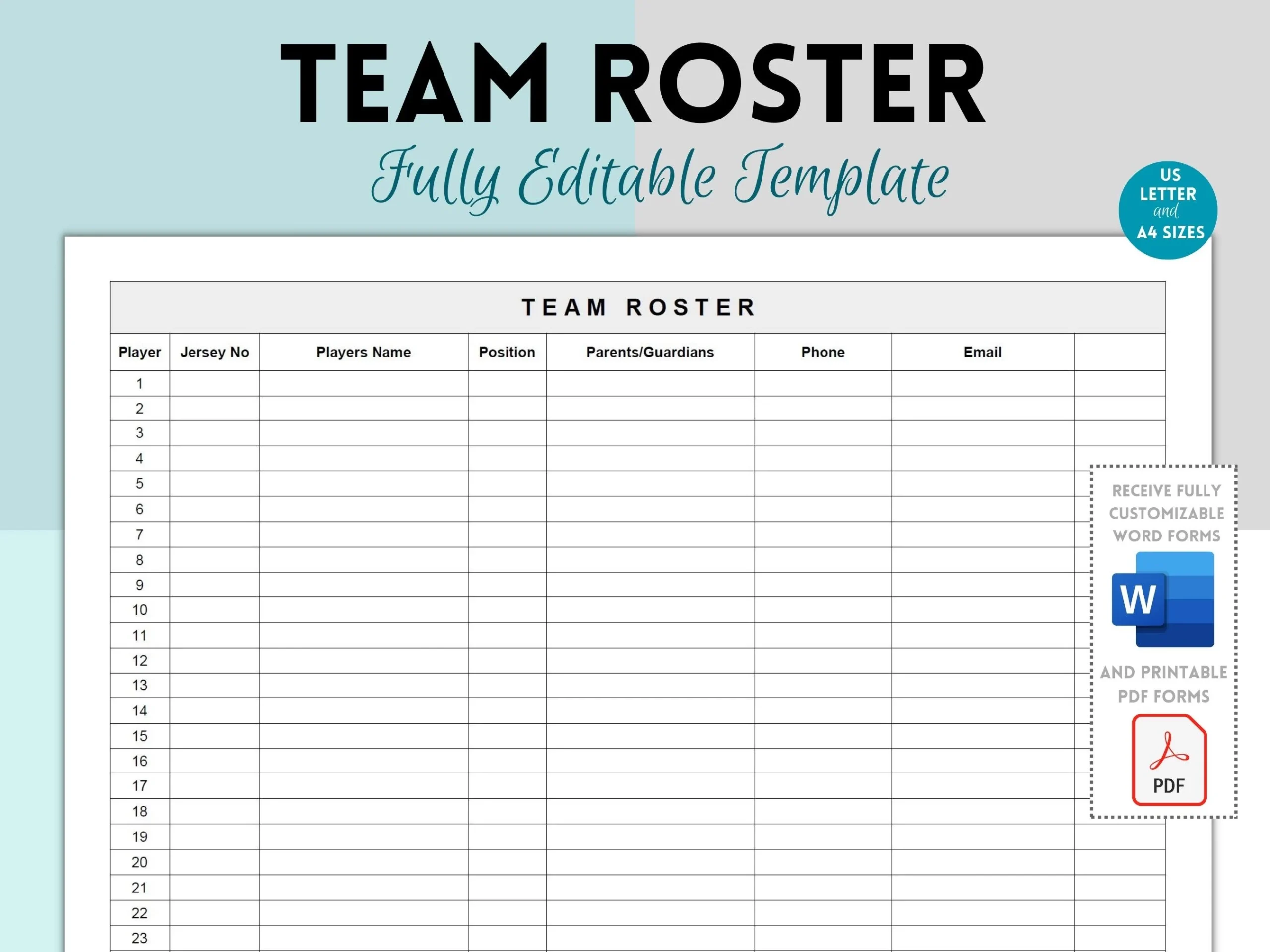 Team Roster Sport Roster Printable Fu ball Team Roster Softball