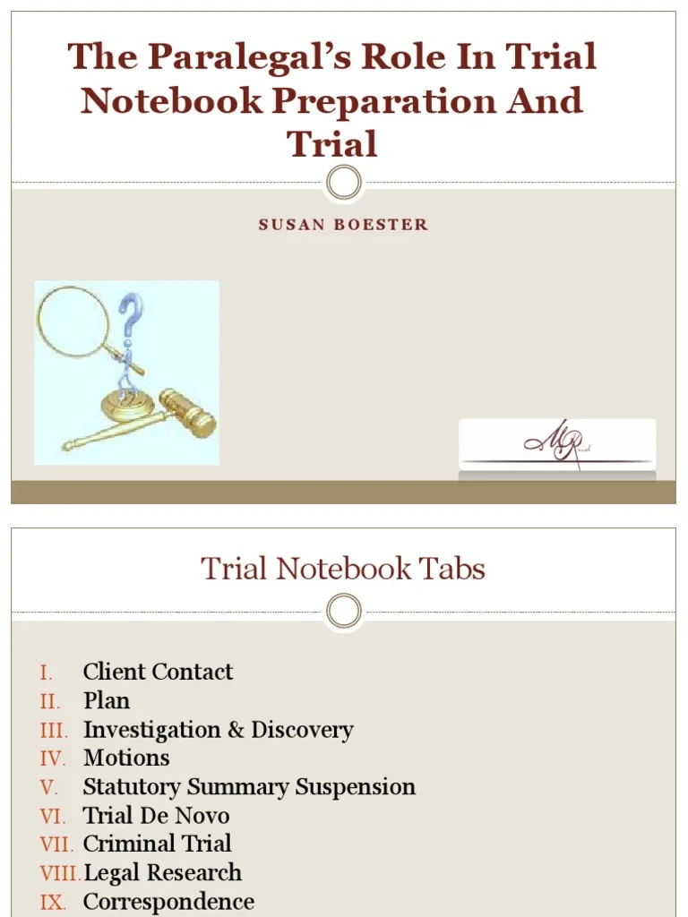 Printable Trial Notebook Template
