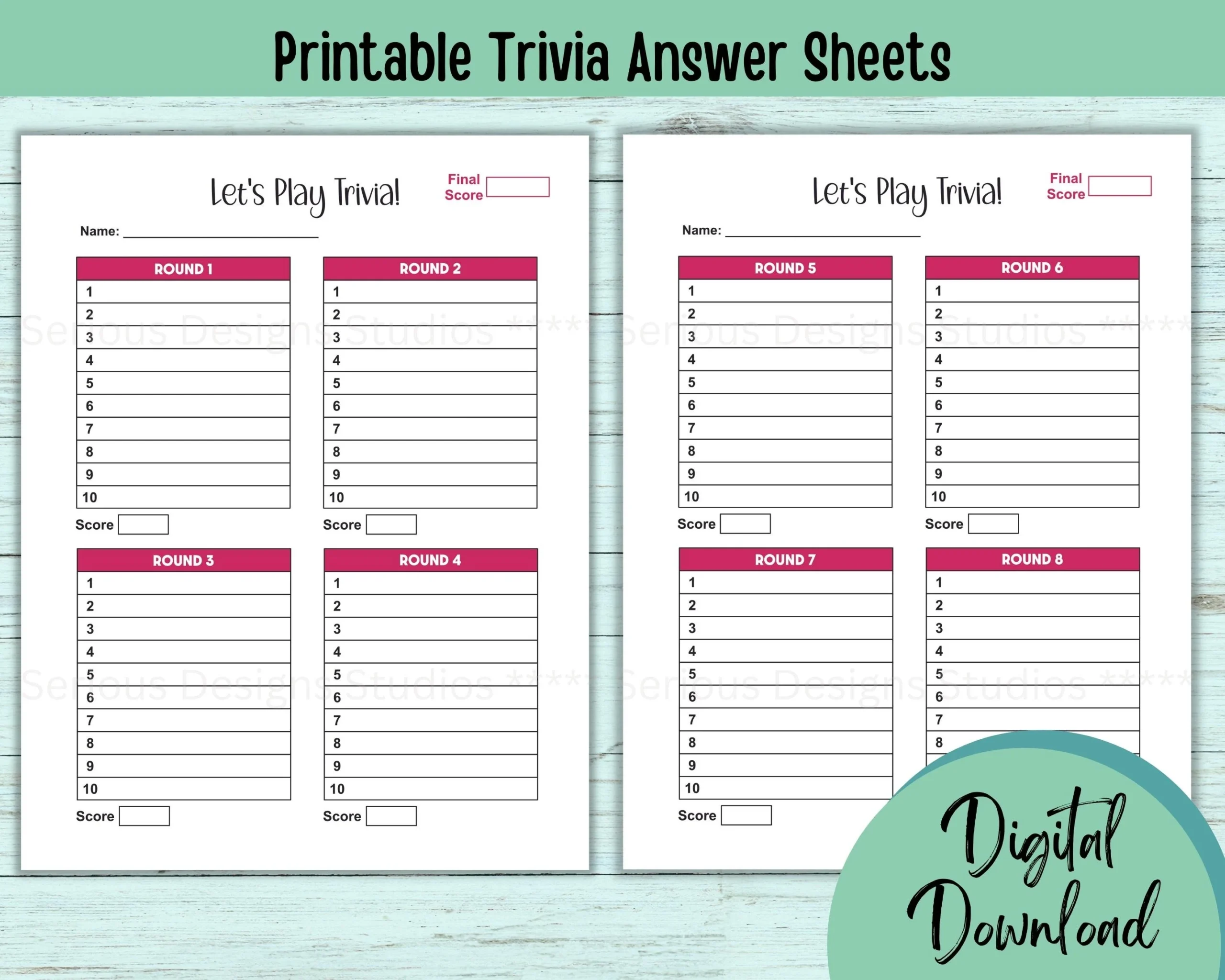 Trivia Answer Sheet Printable Trivia Sheets Trivia Host Tools