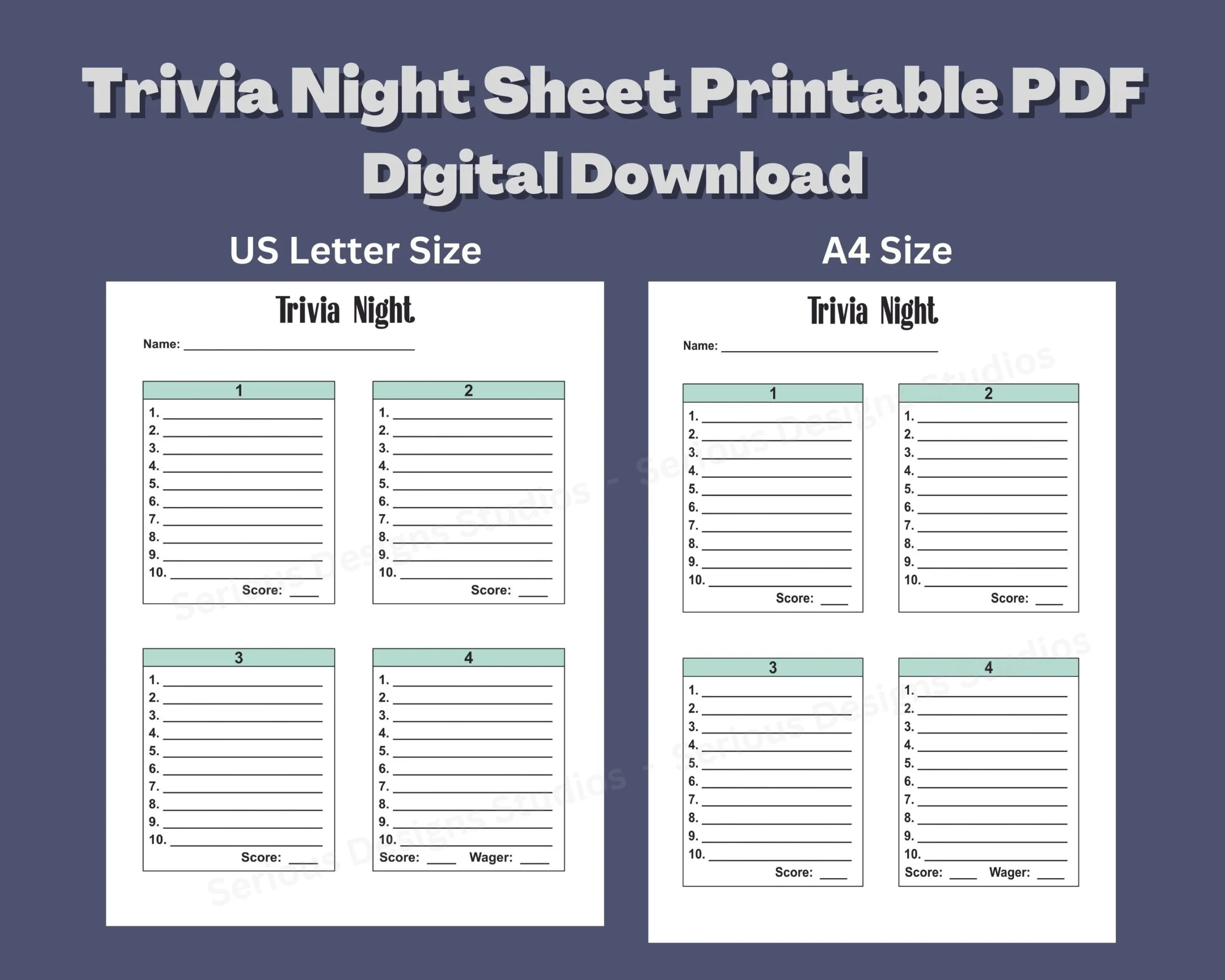 Trivia Template Printable