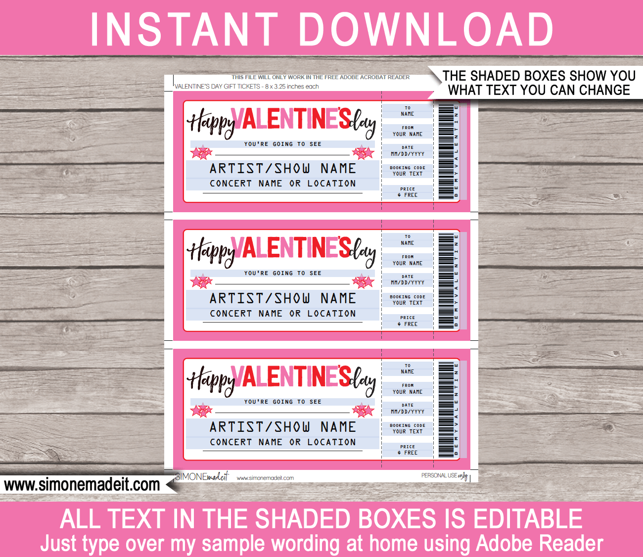 Printable Valentine Ticket Template