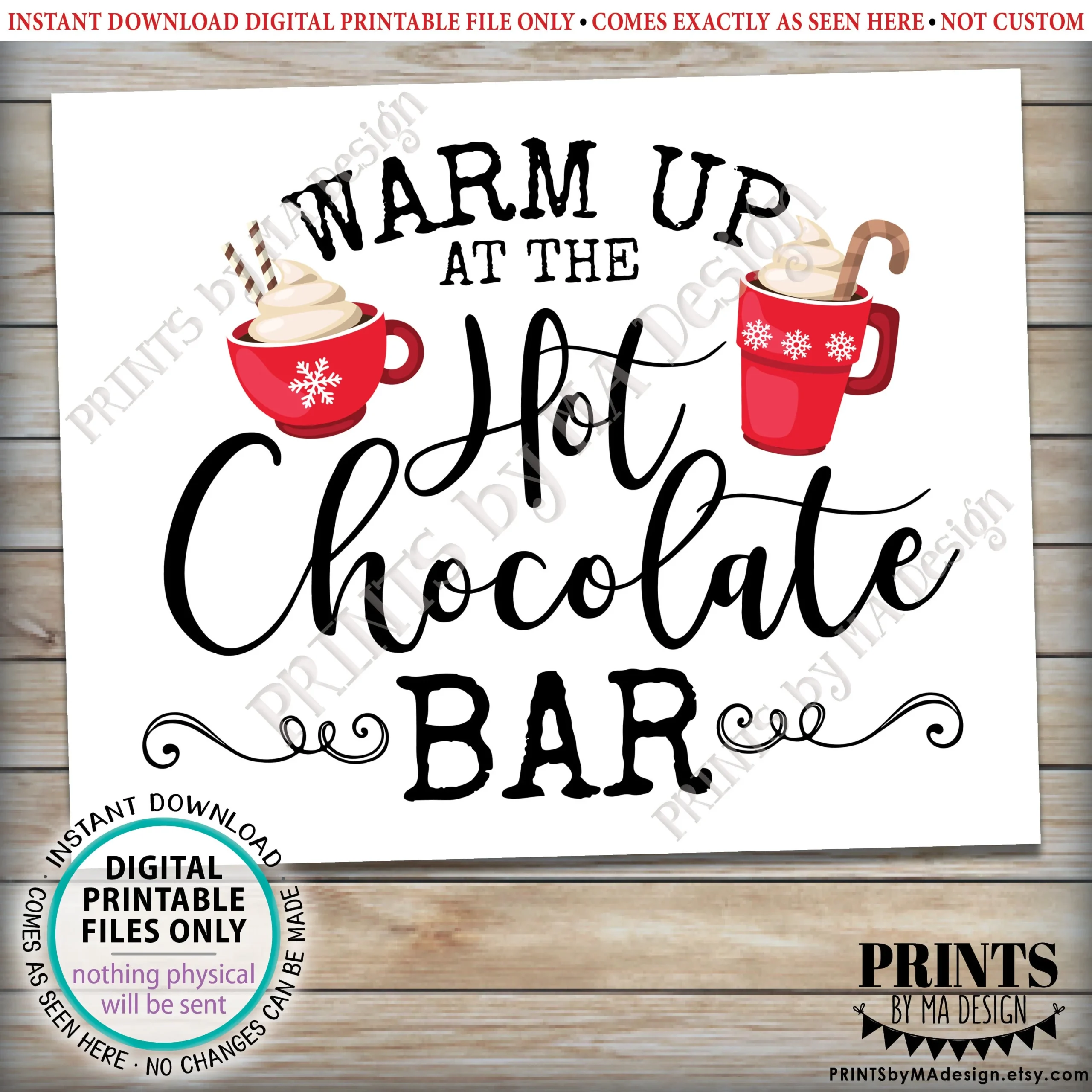 Warm Up At The Hot Chocolate Bar Sign Holiday Party Hot Cocoa 