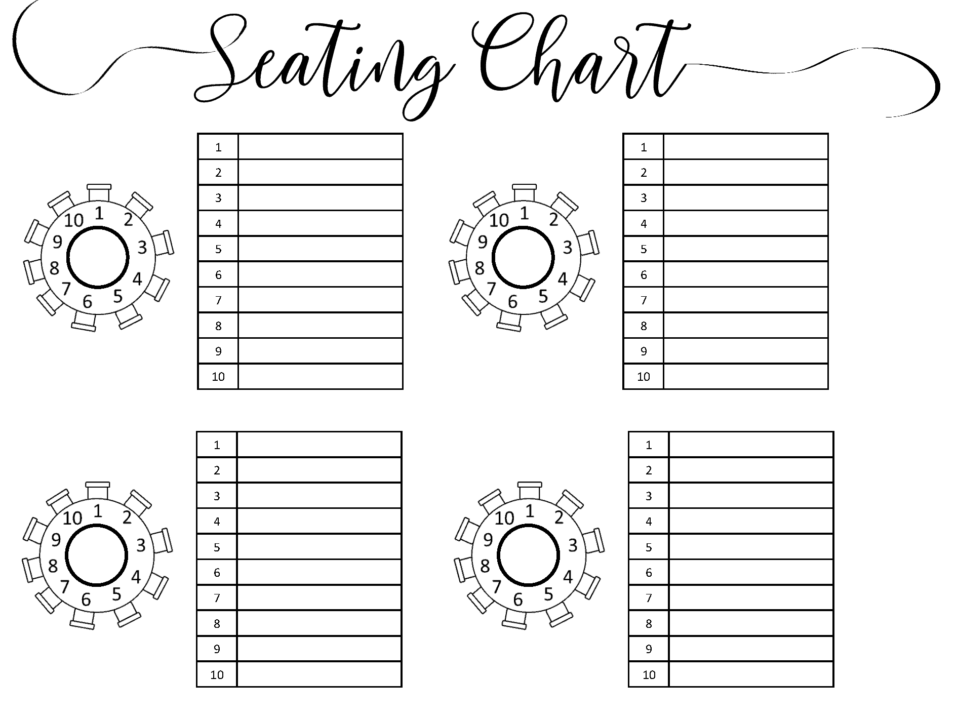 Seating Chart Template Printable