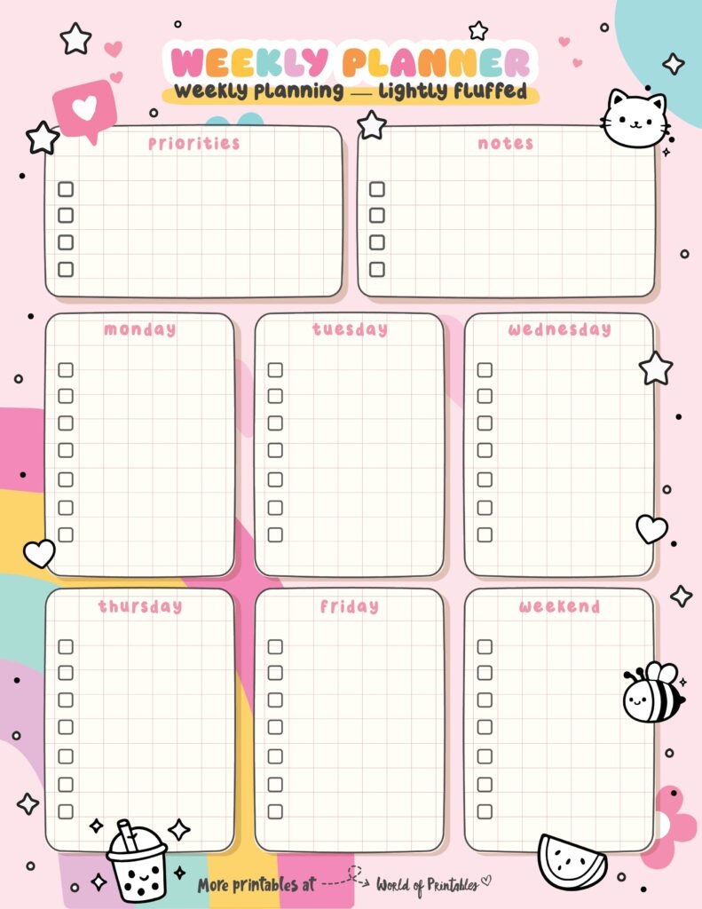 Cute Weekly Schedule Template Printable