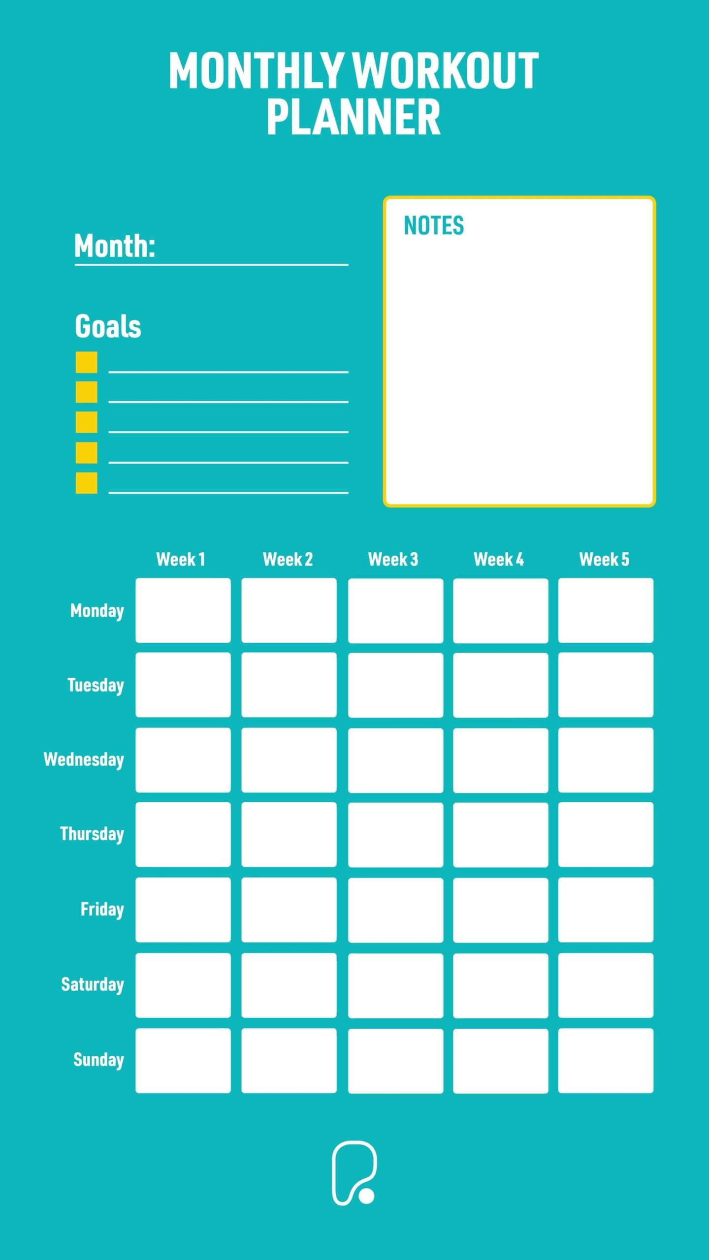 Printable Workout Calendar Template